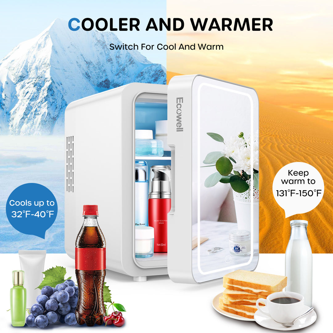 ECOWELL Mini Portable Fridge Cooler W/ LED Mirror – Ecowell