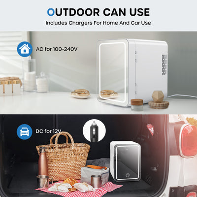 ECOWELL tragbarer Mini-Kühlschrank mit LED-Spiegel