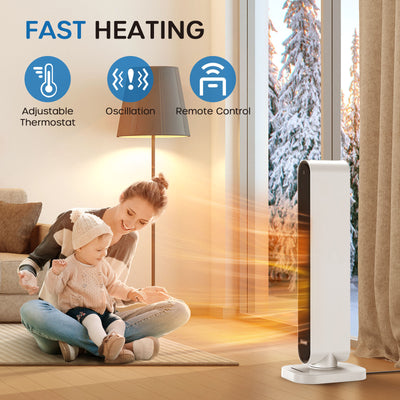 ECOWELL- Electric Tower Fan Heater Combo W/ Remote