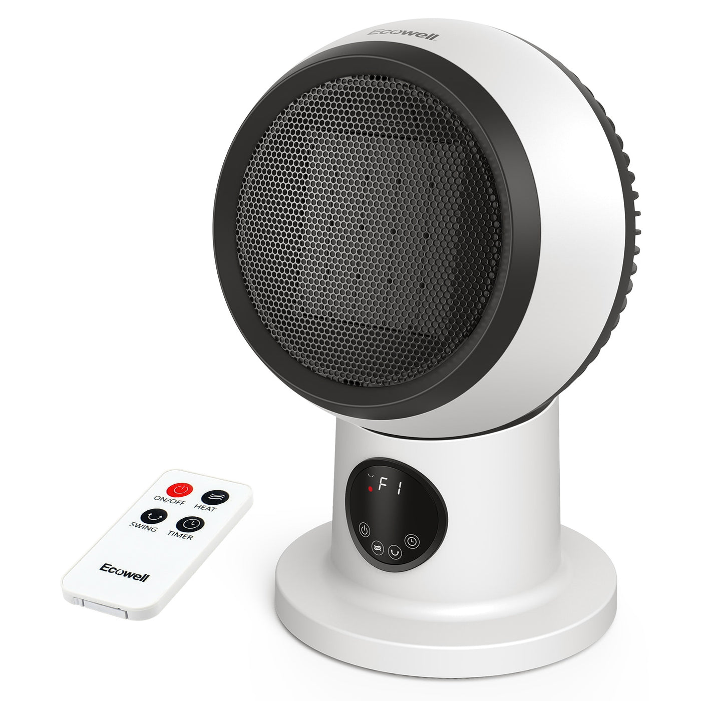 ECOWELL- Adjustable Electric Desk Heater Fan Combo W/ Remote