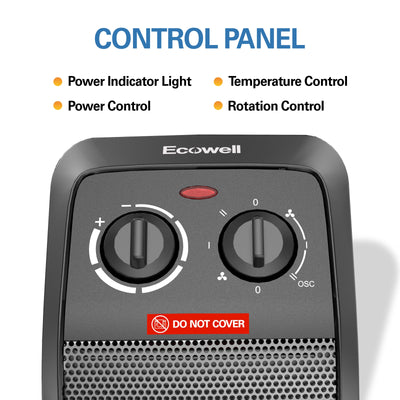 Ecowell - 18" Riscaldatore elettrico girevole e ventilatore