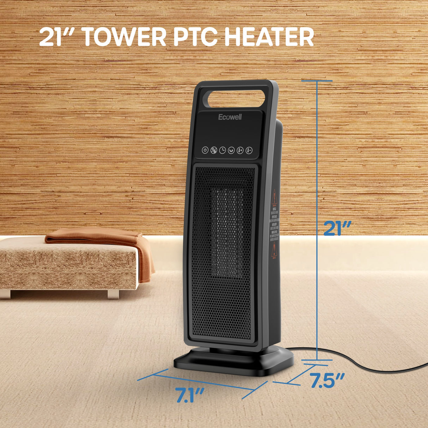 ECOWELL- 21" Tower Electric Heater W/ Remote