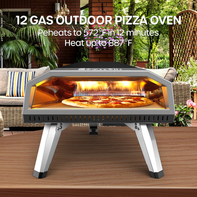 ECOWELL 12-Zoll-Gas-Pizzaofen für den Außenbereich