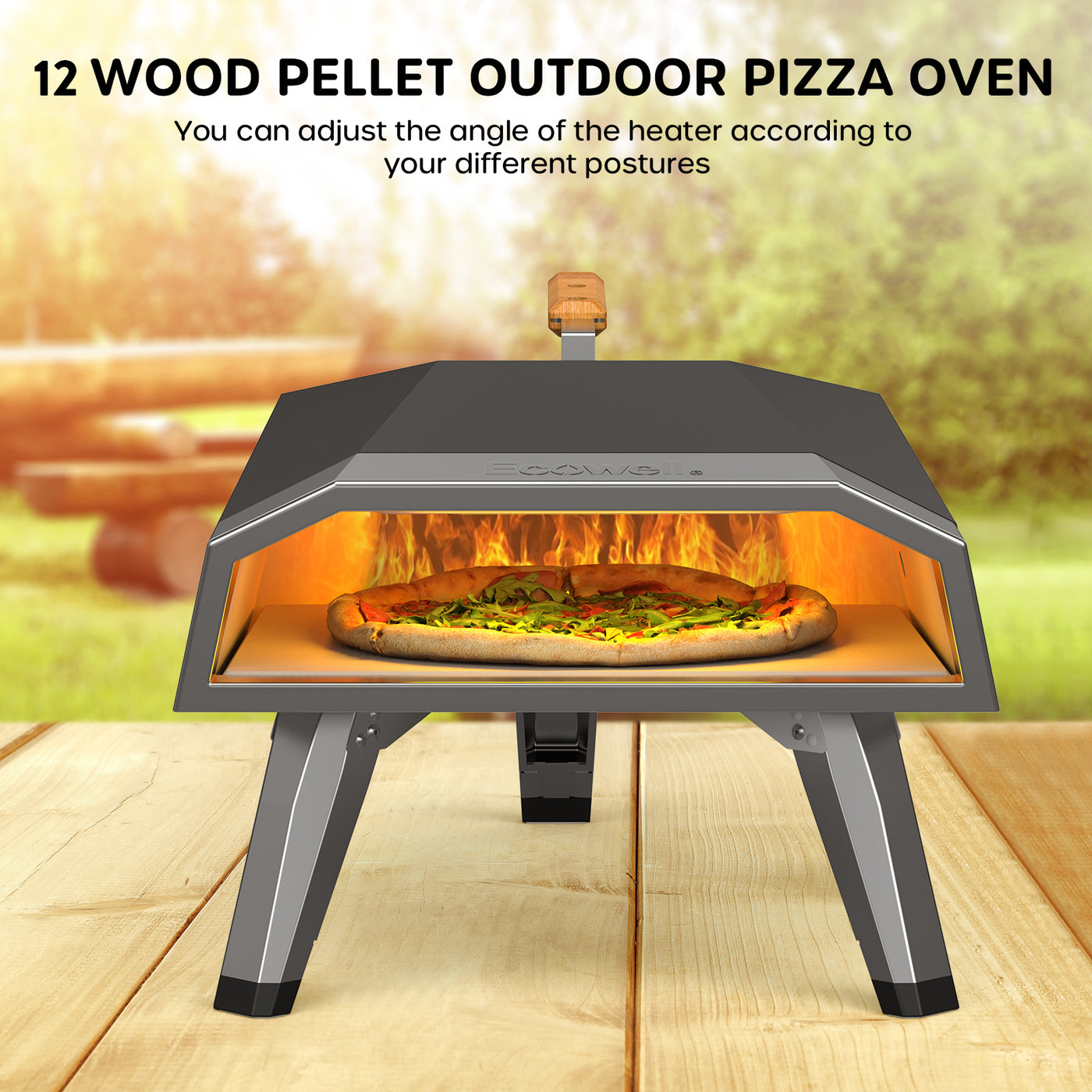 ECOWELL 12-Zoll-Holzpellet-Pizzaofen für den Außenbereich
